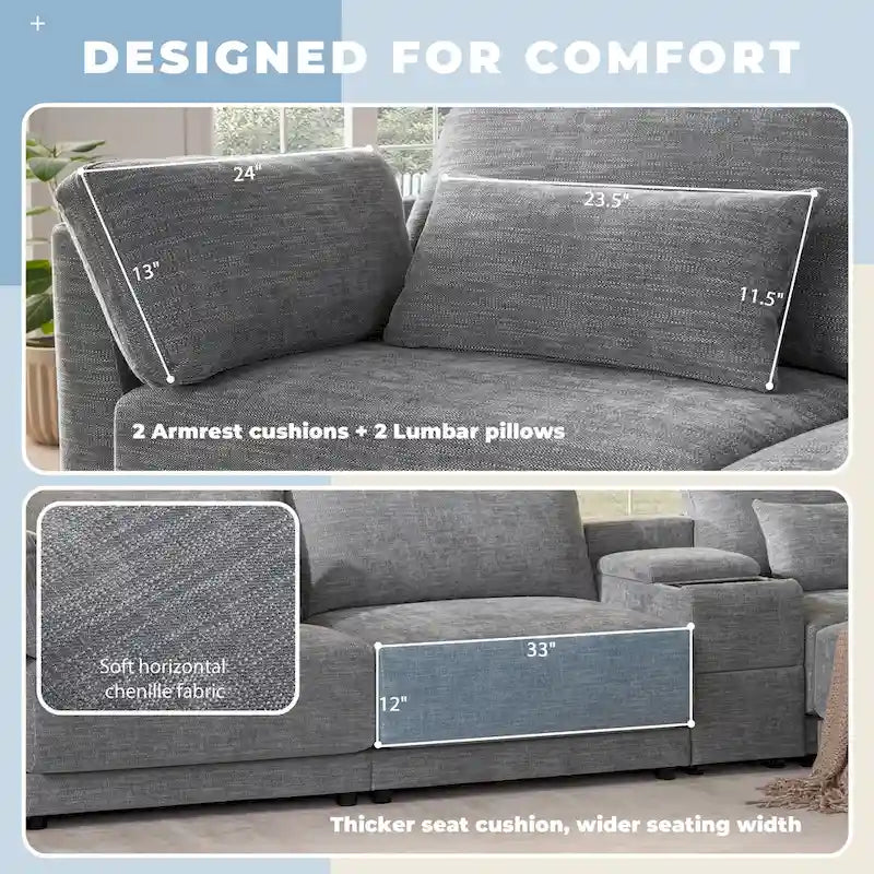 L-Shaped Sofa with Storage Console