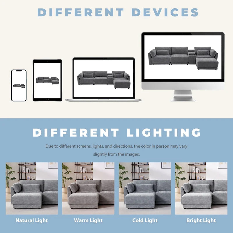 L-Shaped Sofa with Storage Console