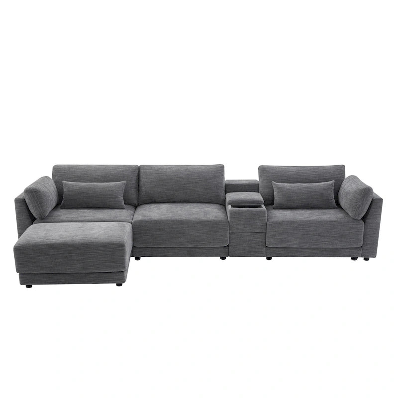 L-Shaped Sofa with Storage Console