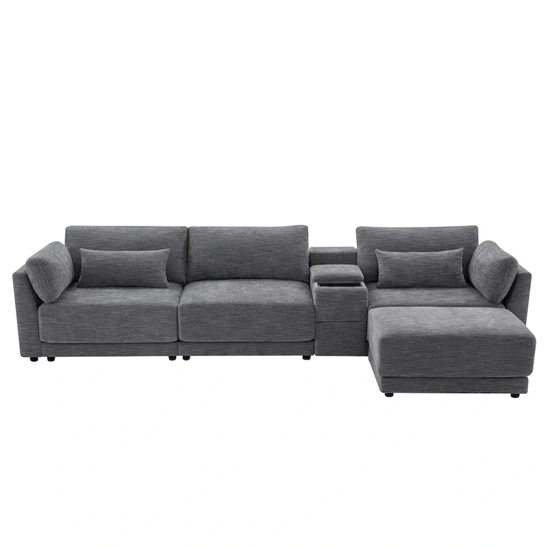 L-Shaped Sofa with Storage Console