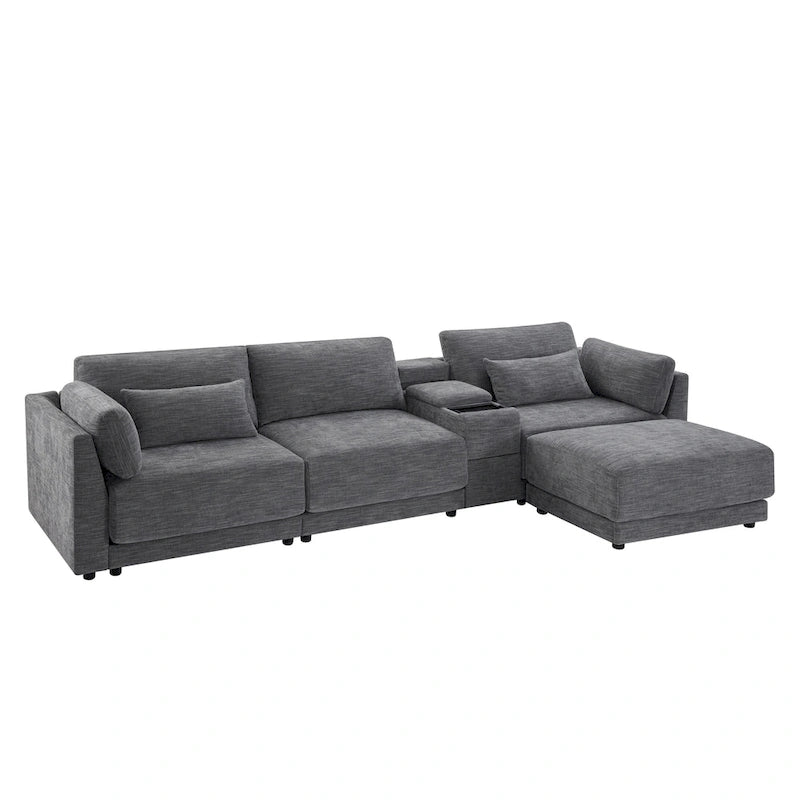 L-Shaped Sofa with Storage Console