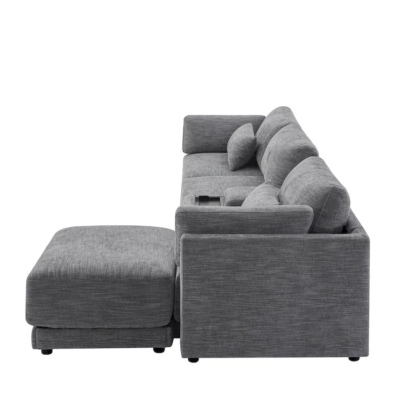 L-Shaped Sofa with Storage Console
