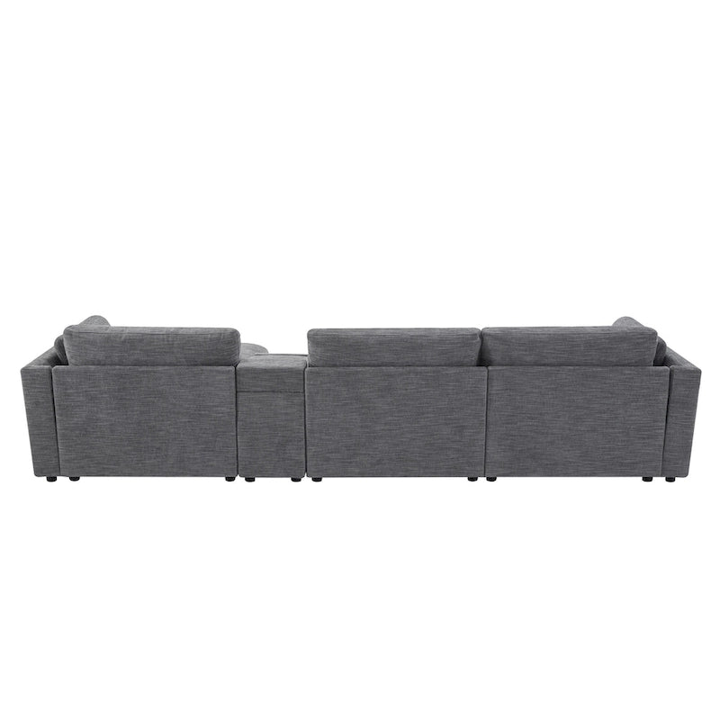 L-Shaped Sofa with Storage Console