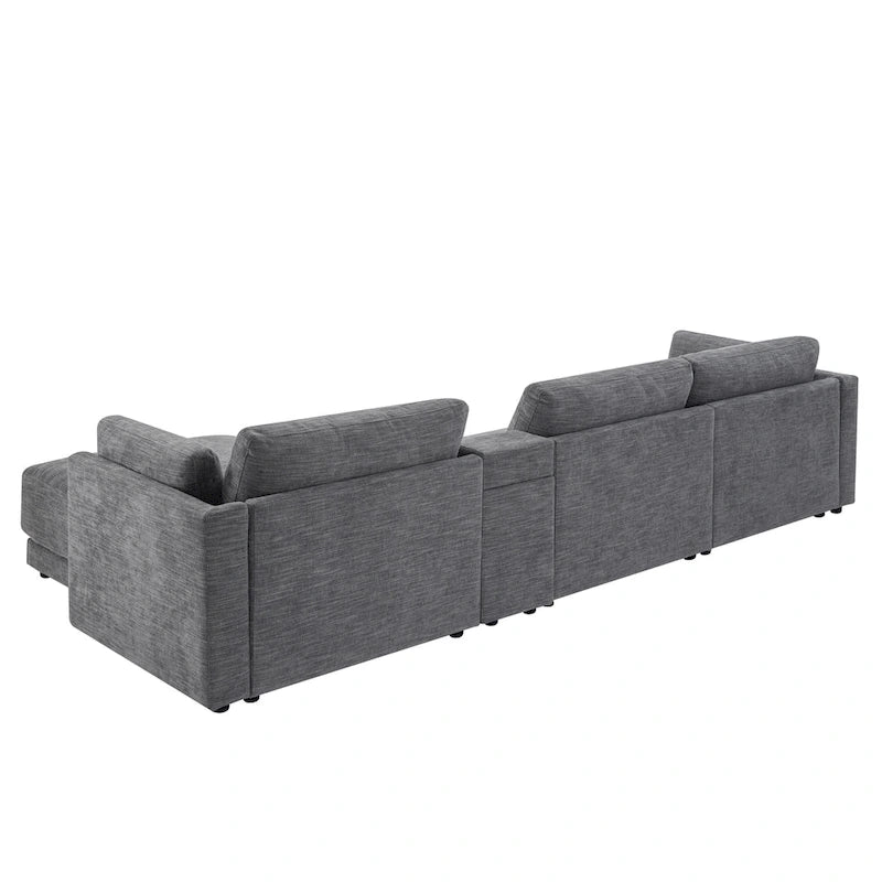 L-Shaped Sofa with Storage Console