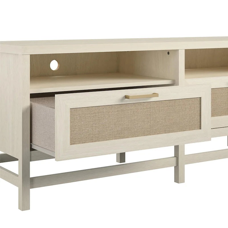 TV Stand for TVs up to 60 Inches with Faux Rattan Drawers
