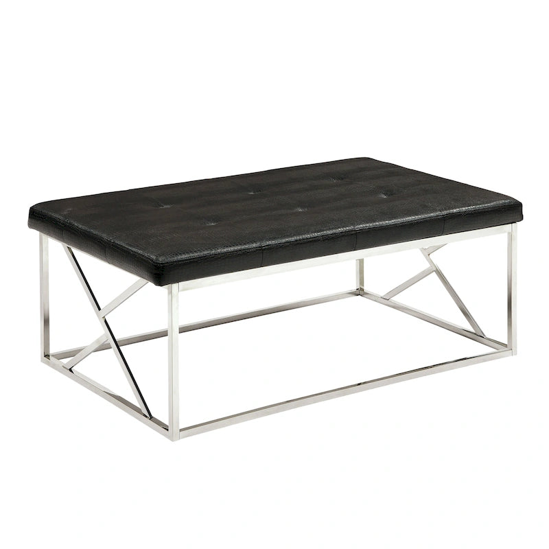 Modern Faux Leather Tufted Accent Bench