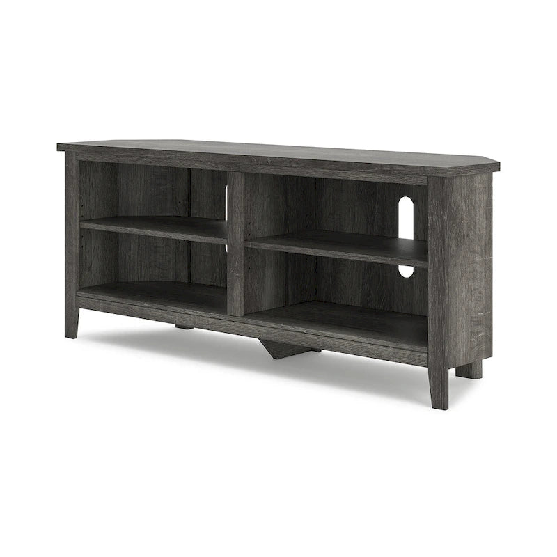 Gray Corner TV Stand with Weathered Oak Finish