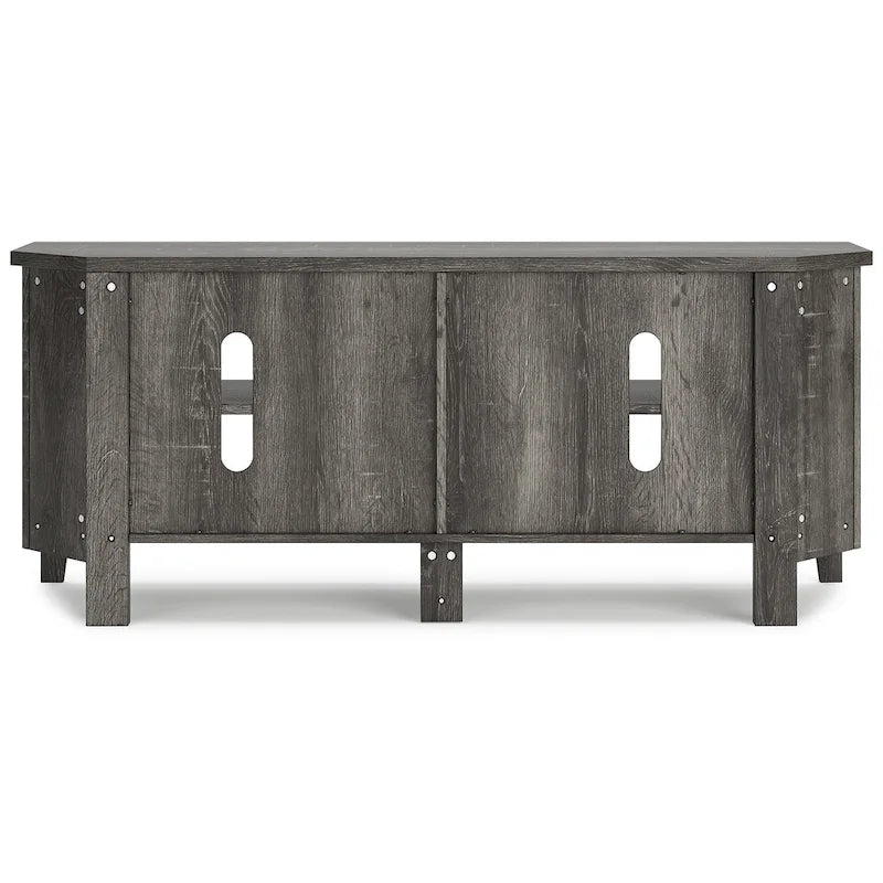 Gray Corner TV Stand with Weathered Oak Finish