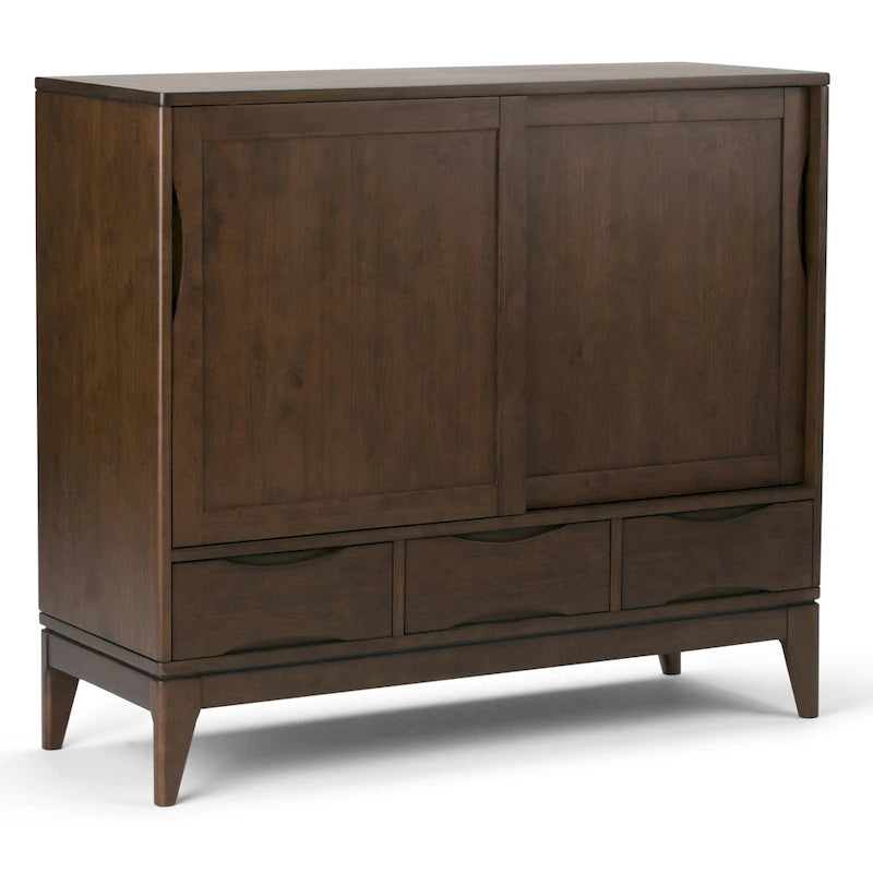 Solid Hardwood 48-Inch Mid-Century Modern Storage Cabinet - 48W x 17D x 42H