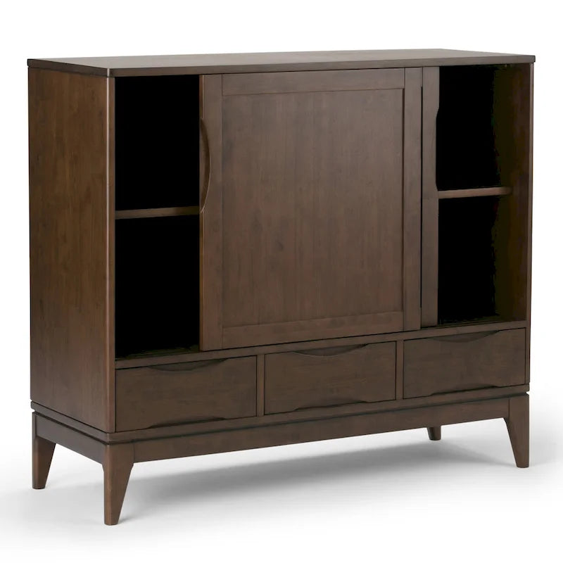Solid Hardwood 48-Inch Mid-Century Modern Storage Cabinet - 48W x 17D x 42H