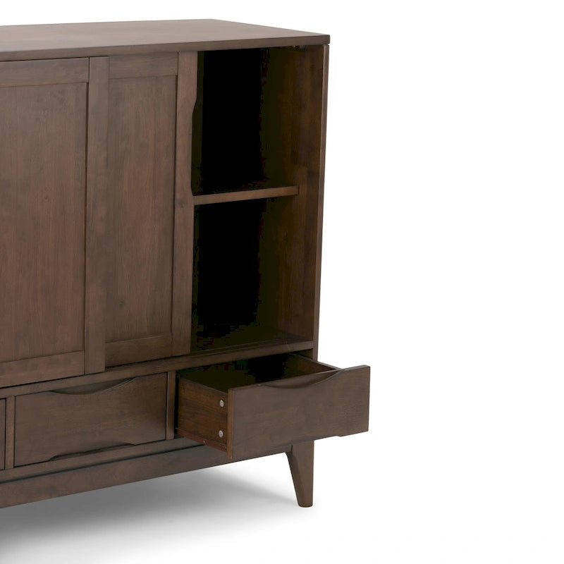Solid Hardwood 48-Inch Mid-Century Modern Storage Cabinet - 48W x 17D x 42H