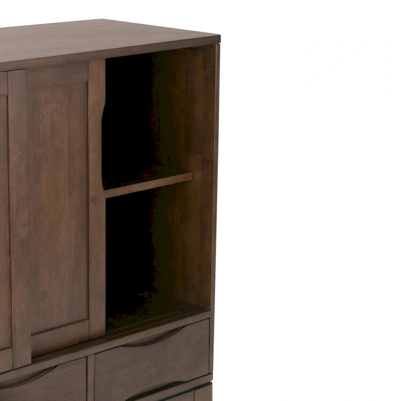 Solid Hardwood 48-Inch Mid-Century Modern Storage Cabinet - 48W x 17D x 42H