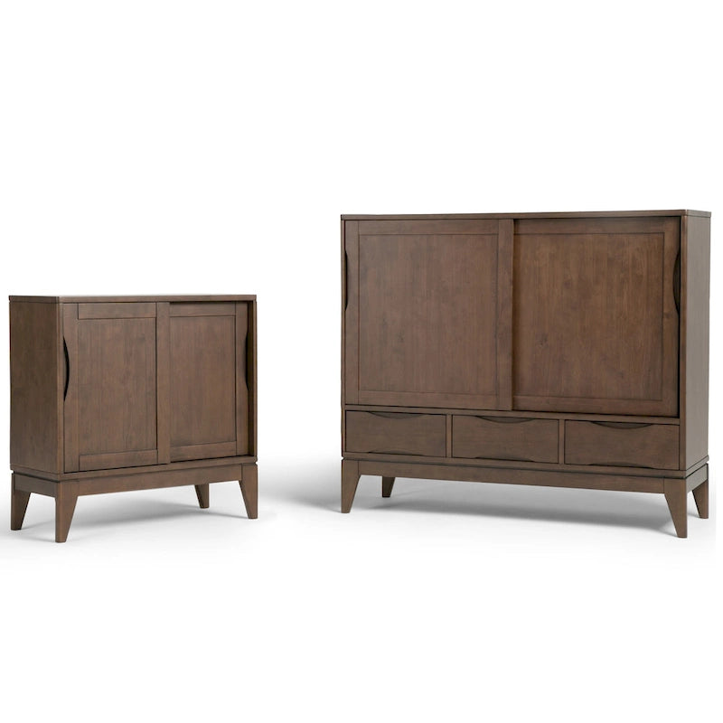Solid Hardwood 48-Inch Mid-Century Modern Storage Cabinet - 48W x 17D x 42H
