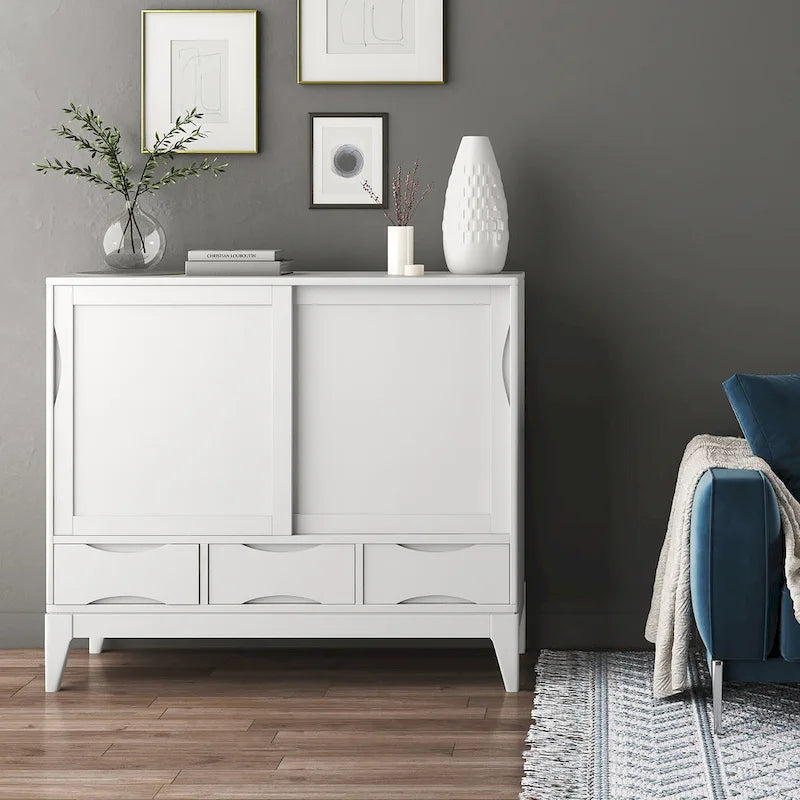 Solid Hardwood 48-Inch Mid-Century Modern Storage Cabinet - 48W x 17D x 42H