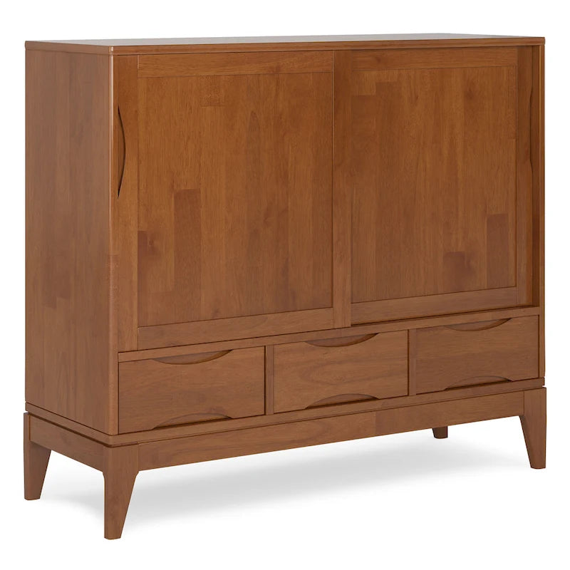 Solid Hardwood 48-Inch Mid-Century Modern Storage Cabinet - 48W x 17D x 42H