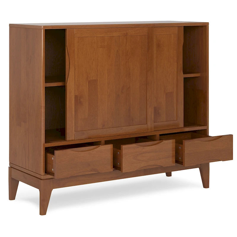 Solid Hardwood 48-Inch Mid-Century Modern Storage Cabinet - 48W x 17D x 42H