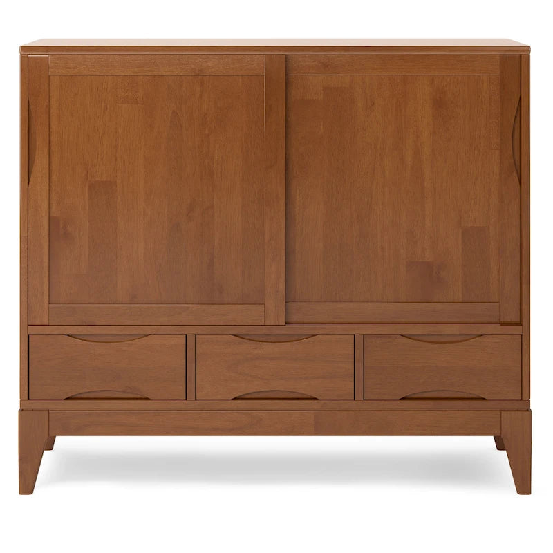 Solid Hardwood 48-Inch Mid-Century Modern Storage Cabinet - 48W x 17D x 42H