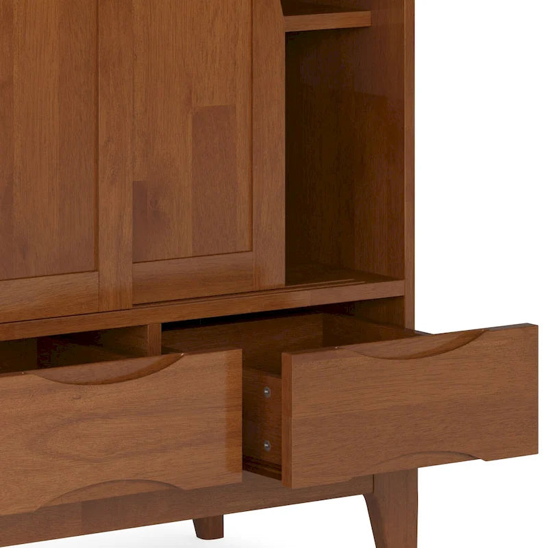 Solid Hardwood 48-Inch Mid-Century Modern Storage Cabinet - 48W x 17D x 42H