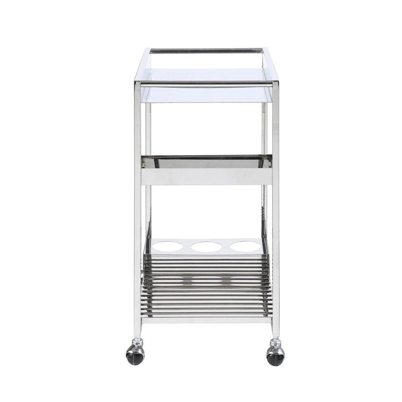 Contemporary All Metal Tea Cart with Bottle Holders