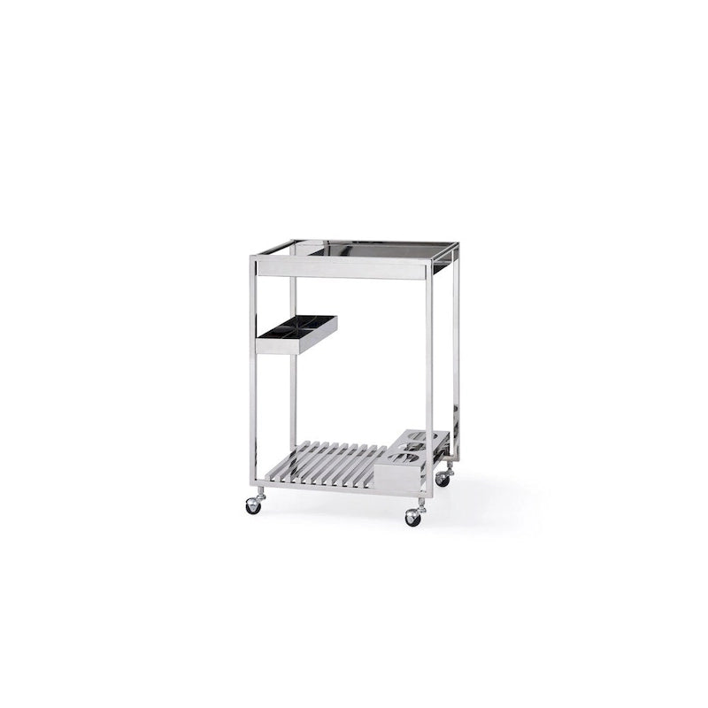 Contemporary All Metal Tea Cart with Bottle Holders