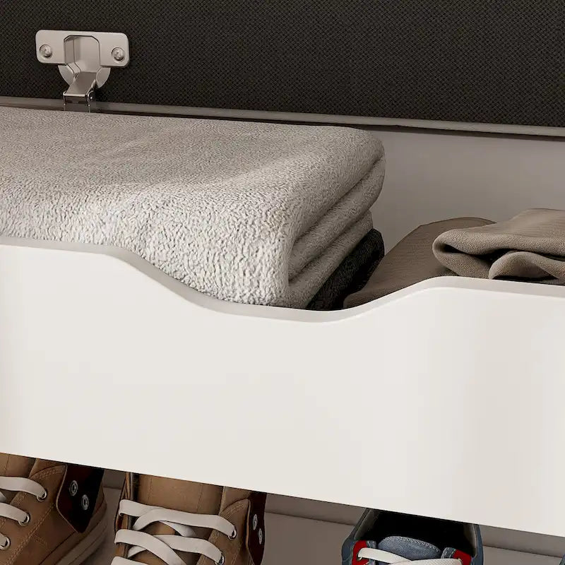 Shoe Storage Bench with Padded Cushion and Flip-Open Box