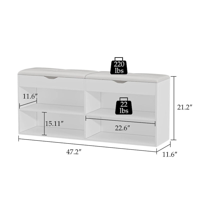 Shoe Storage Bench with Padded Cushion and Flip-Open Box