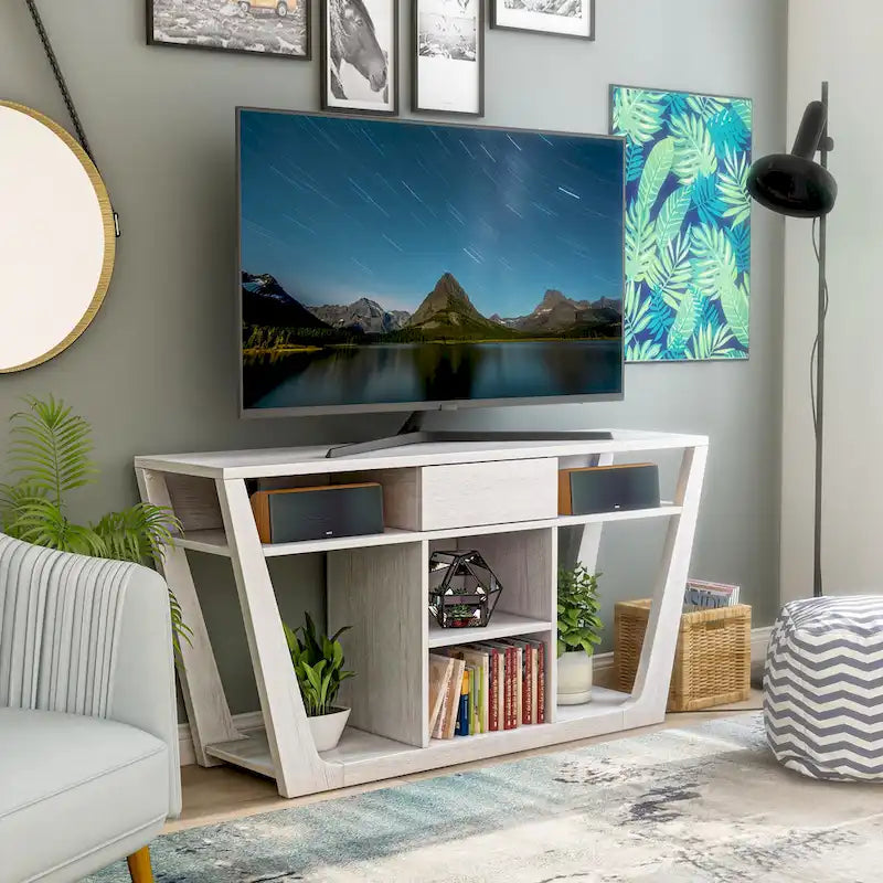 Modern 60-inch 6-Shelf 1-Drawer TV Console