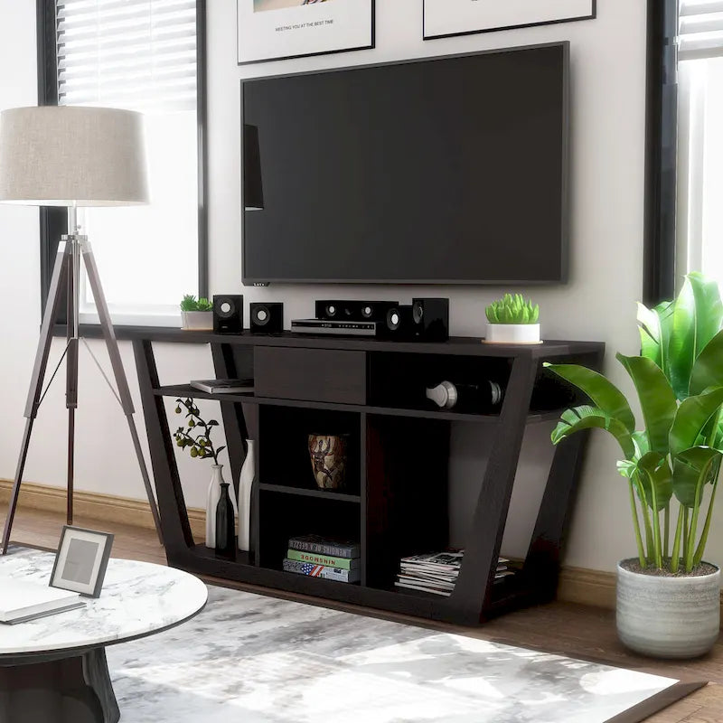 Modern 60-inch 6-Shelf 1-Drawer TV Console