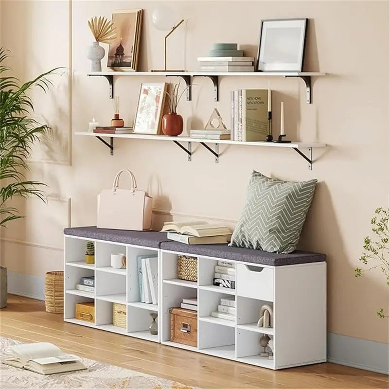 Shoe Storage Bench with 9 Cubbies - 11.8D x 31.5W x 18.9H