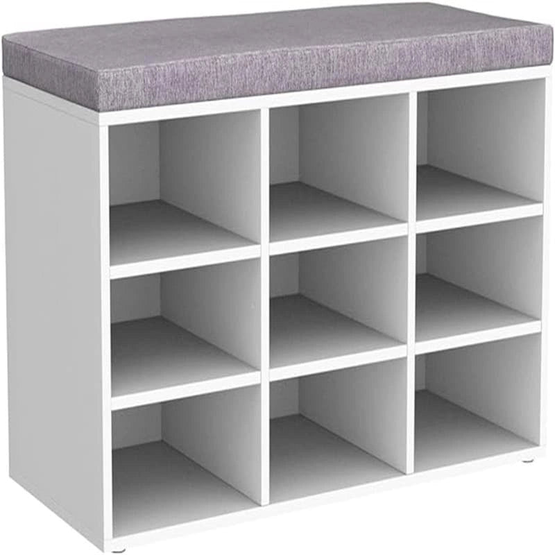Shoe Storage Bench with 9 Cubbies - 11.8D x 31.5W x 18.9H