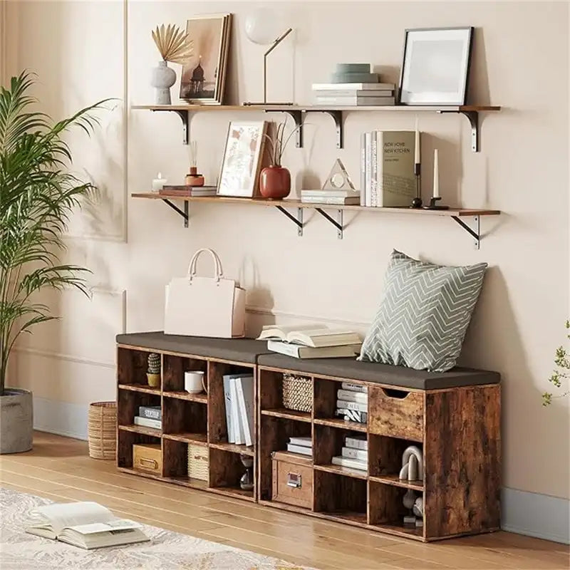 Shoe Storage Bench with 9 Cubbies - 11.8D x 31.5W x 18.9H