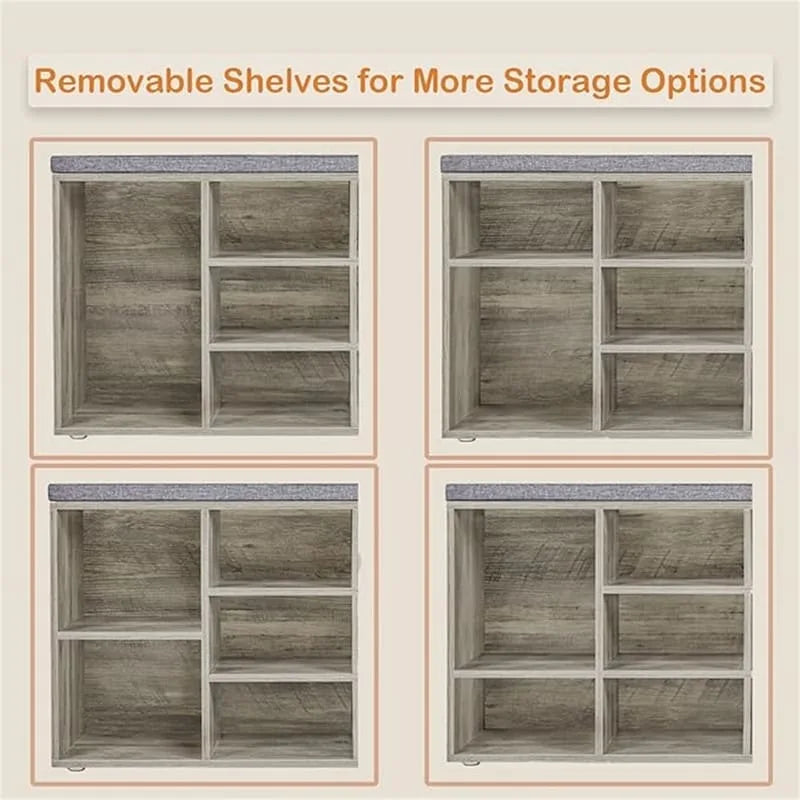 Shoe Storage Bench with 9 Cubbies - 11.8D x 31.5W x 18.9H