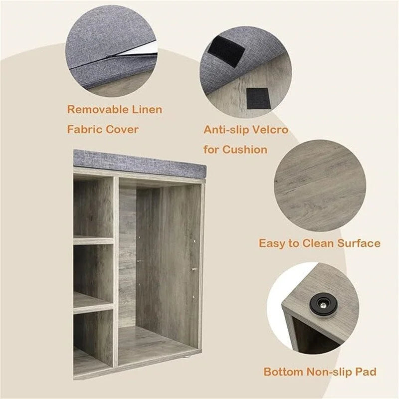 Shoe Storage Bench with 9 Cubbies - 11.8D x 31.5W x 18.9H