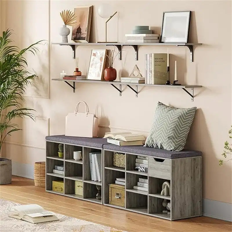 Shoe Storage Bench with 9 Cubbies - 11.8D x 31.5W x 18.9H