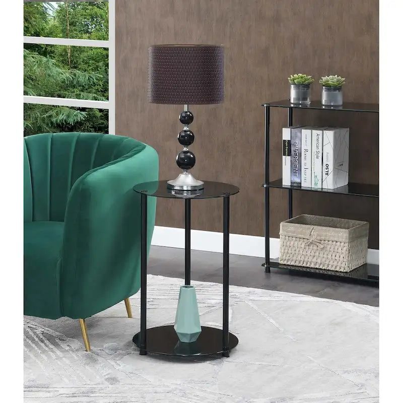 Classic Glass 2-Tier Round End Table