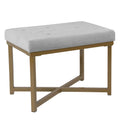 Velvet Tufted Ottoman with Gold Metal Base