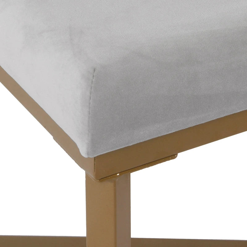 Velvet Tufted Ottoman with Gold Metal Base