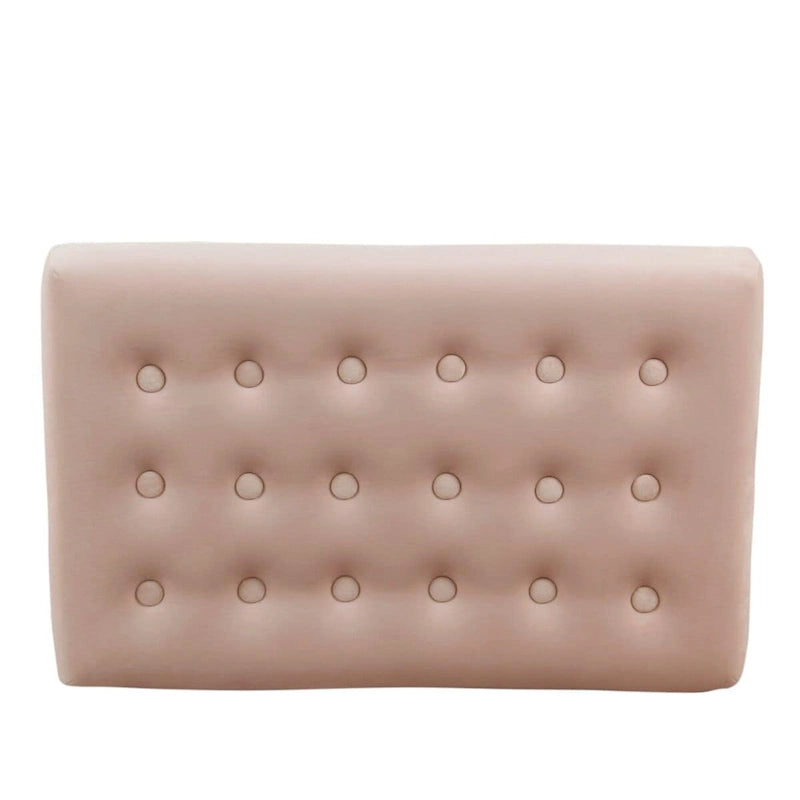 Velvet Tufted Ottoman with Gold Metal Base