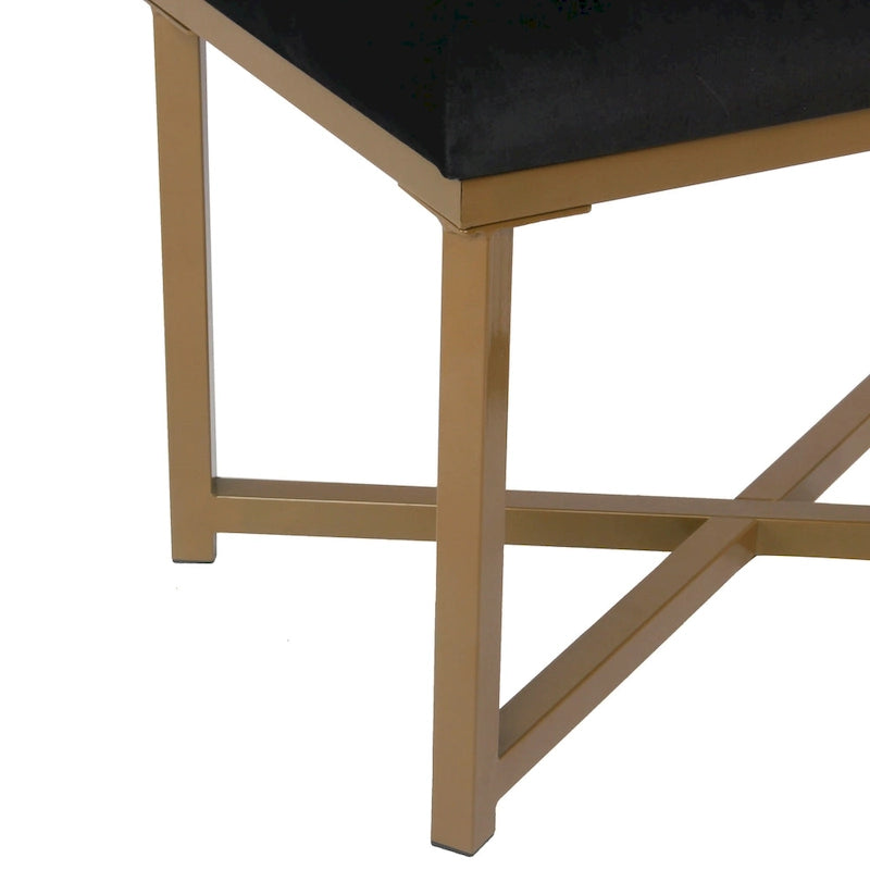 Velvet Tufted Ottoman with Gold Metal Base