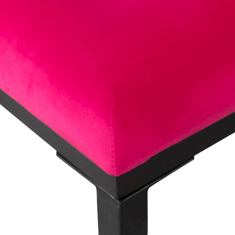 Velvet Tufted Ottoman with Gold Metal Base