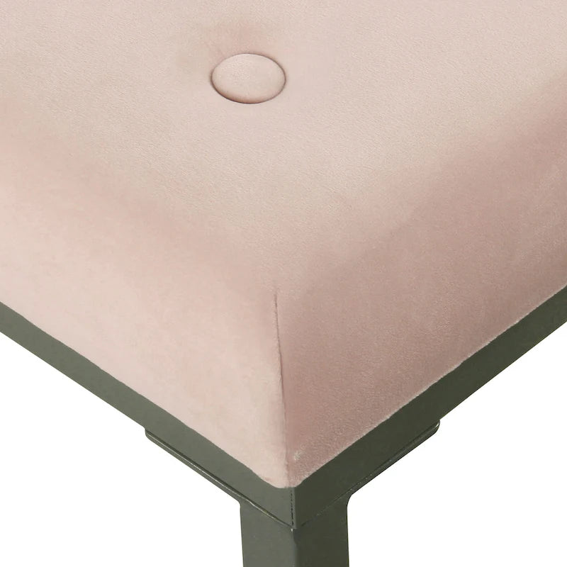 Velvet Tufted Ottoman with Gold Metal Base