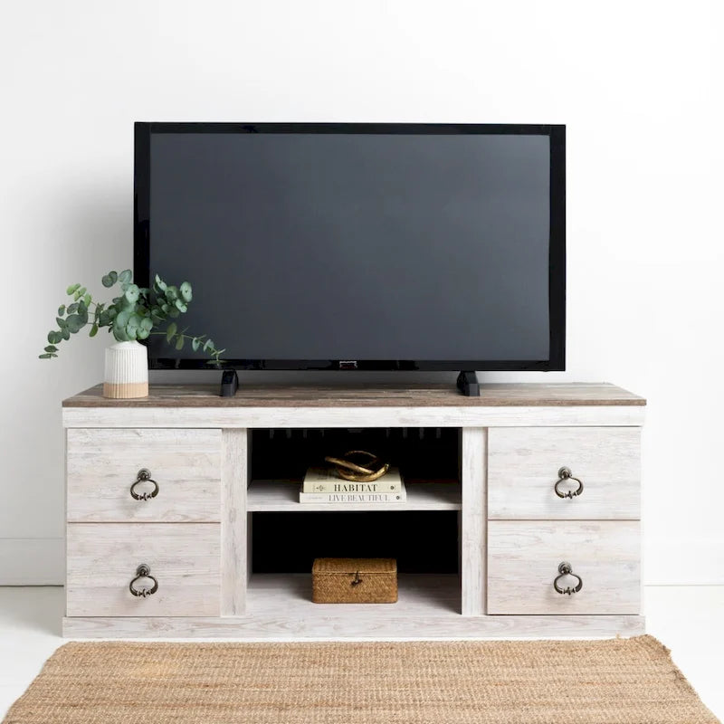 Woodgrain 60-inch TV Stand with 4 Drawers