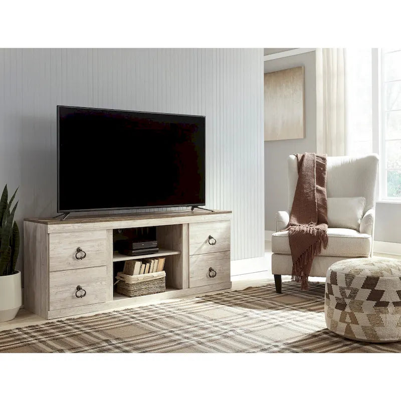 Woodgrain 60-inch TV Stand with 4 Drawers
