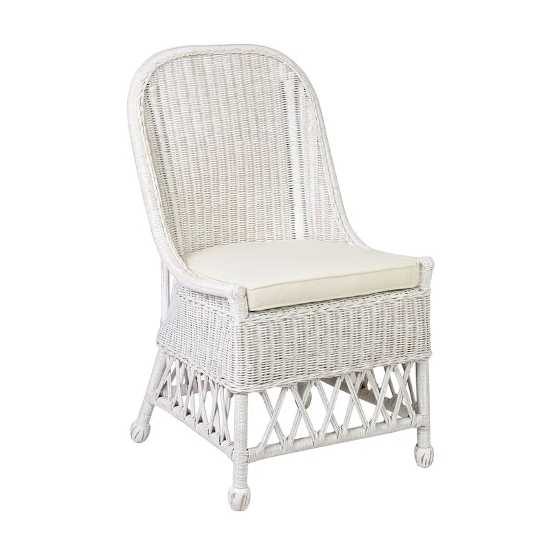 Natural Rattan Cushioned Dining Accent Chair