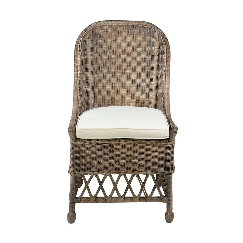 Natural Rattan Cushioned Dining Accent Chair