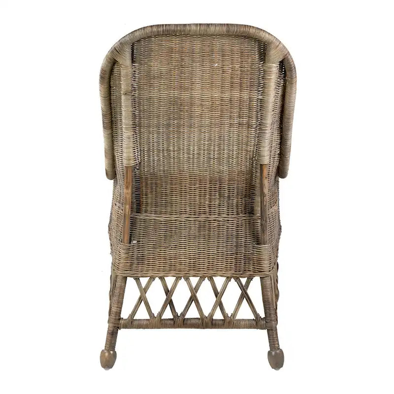 Natural Rattan Cushioned Dining Accent Chair