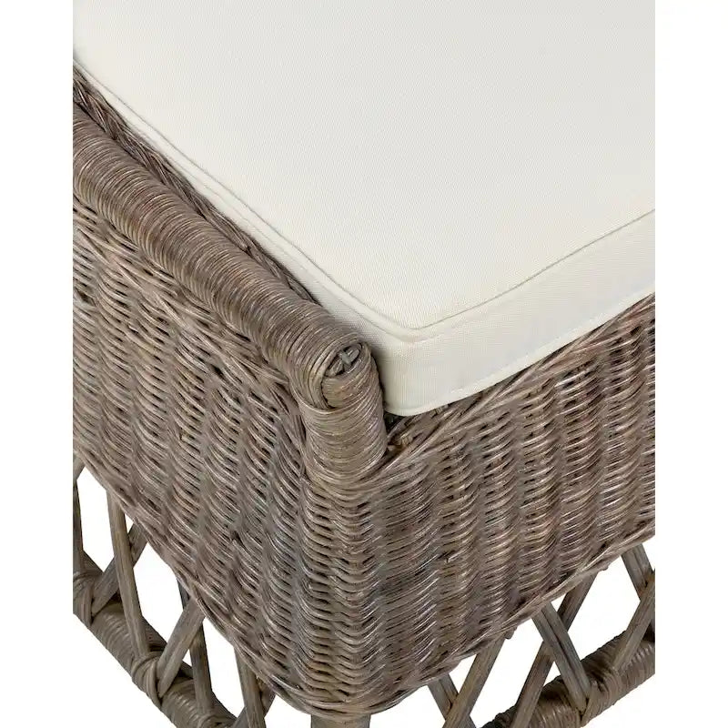 Natural Rattan Cushioned Dining Accent Chair