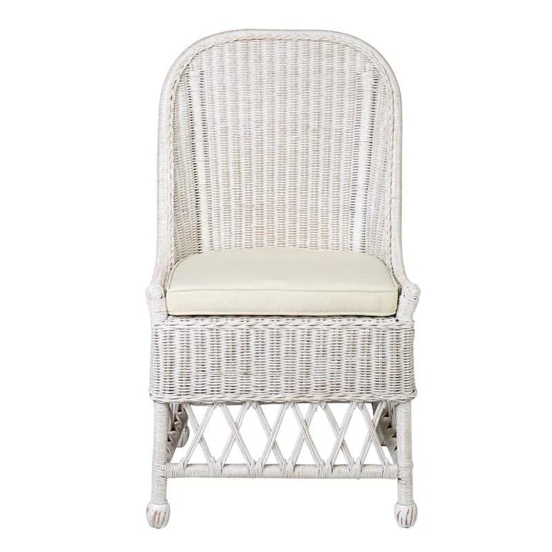 Natural Rattan Cushioned Dining Accent Chair