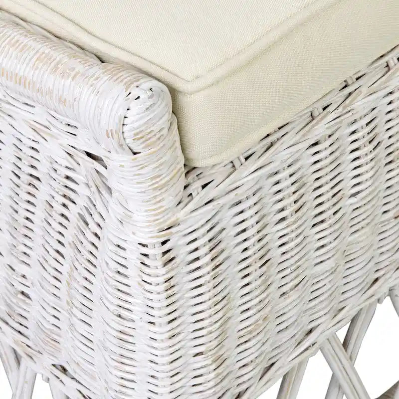 Natural Rattan Cushioned Dining Accent Chair