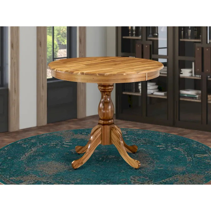 Round Kitchen Dining Table with Pedestal Base - Multiple Finishes